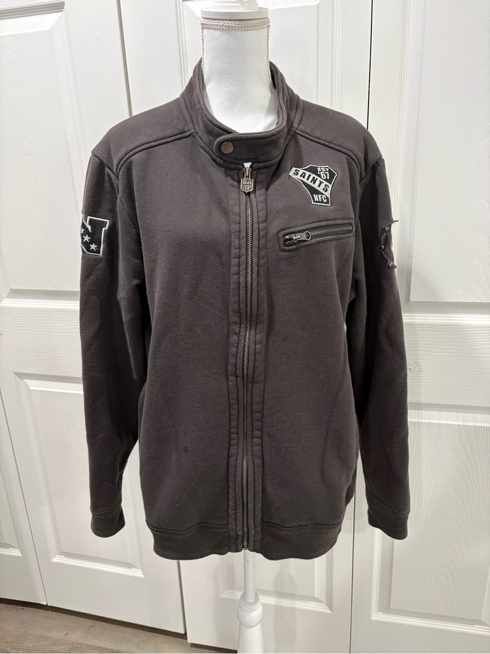 NFL Black Full-Zip Saints Embroidered Jacket